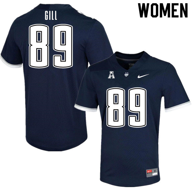 Women #89 Jahkai Gill Uconn Huskies College Football Jerseys Sale-Navy